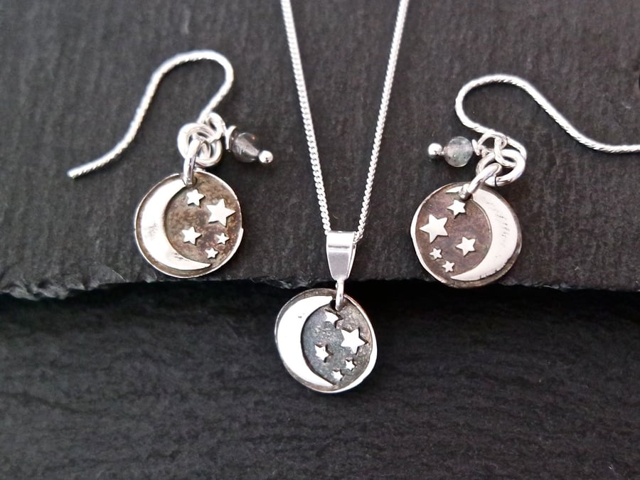 Beautiful Bundle - Moon and Stars necklace and earrings set