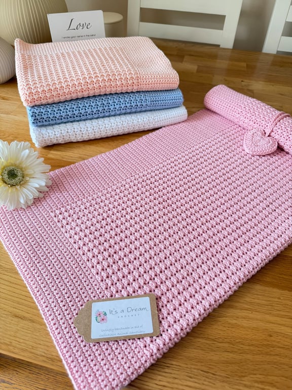 New Handmade Baby Blanket – Blossom – Bamboo & Cotton Blend