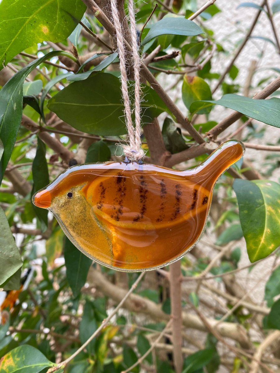 Fused Glass Birds, WREN bird lover gift, British bird, hanging bird