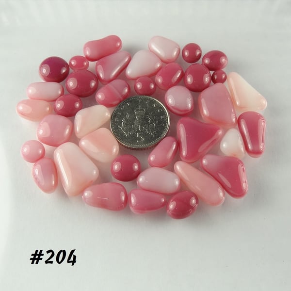 25g pink art glass cabochons, for jewellery making, crafting (204)