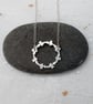 Sterling silver shaped circle necklace - delicate handmade designed pendant - Image 1