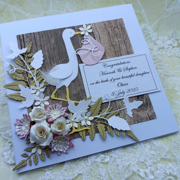 Handmade New Baby Girl Card 