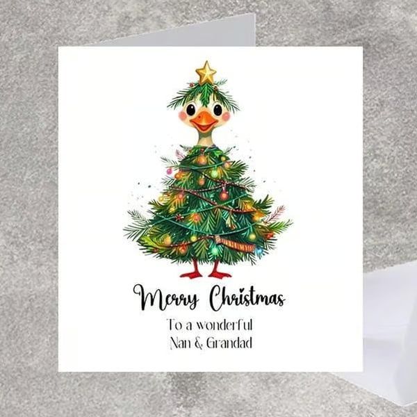Duck Christmas Card Merry Christmas Nan Grandad Mum Daughter Granddaughter