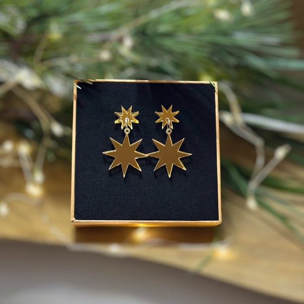 Double Star Christmas Acrylic Earrings