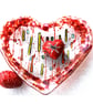 Fused Glass Valentine Heart Dish red Bordered Dichroic 15cm - Image 1