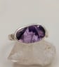 Handmade Organic Silver Ring with Trapiche Amethyst - Size N - Image 6