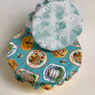 Reusable bowl covers - set of two, small and extra small. Bees and beehives