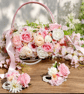Luxury Wedding Flower Girl Basket & 2x Wrist Corsages Set Blush Pink Handmade - Image 5