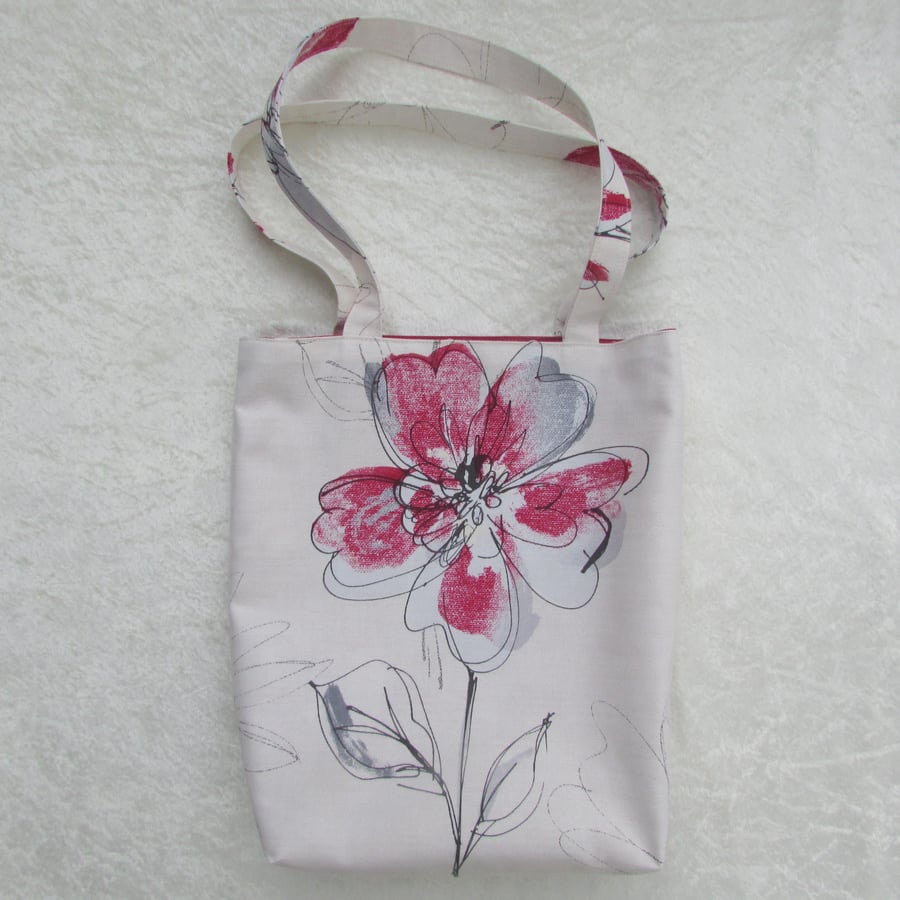 Red flower tote bag, handbag