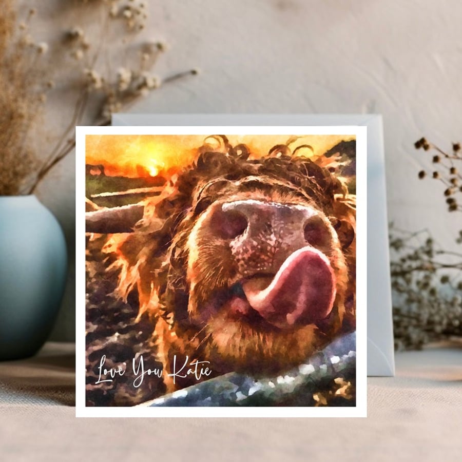 Love Moo - funny design edit text for a personalised card for any occasion 