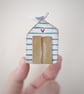 Hand Painted Wooden Beach Hut with Seagull 