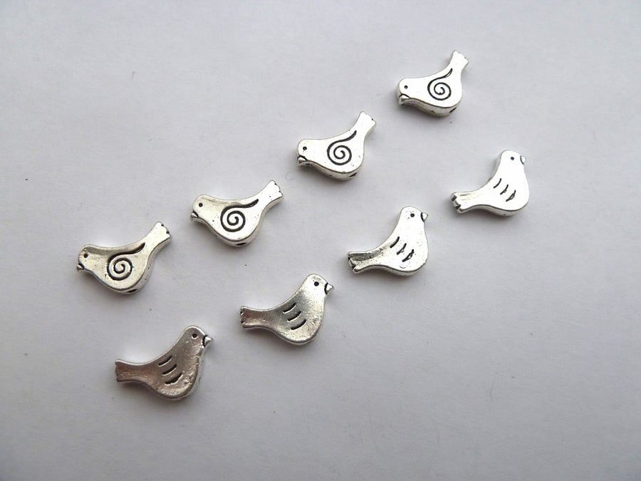 silver bird beads