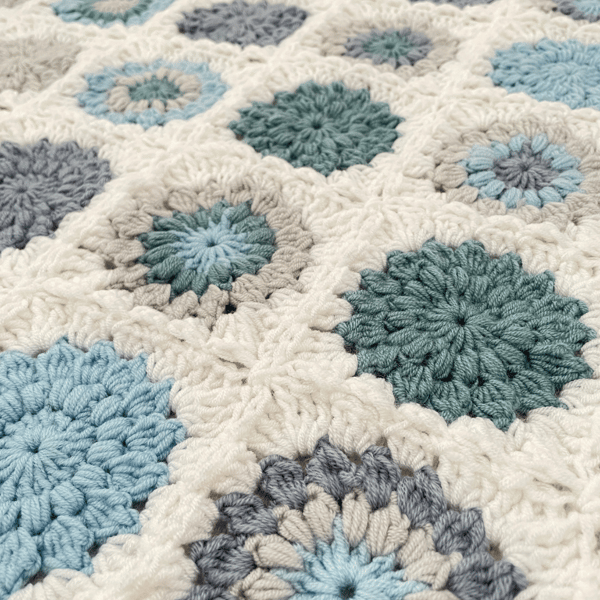 Blue Baby Blanket - Handmade - Crochet - New Baby Keepsake