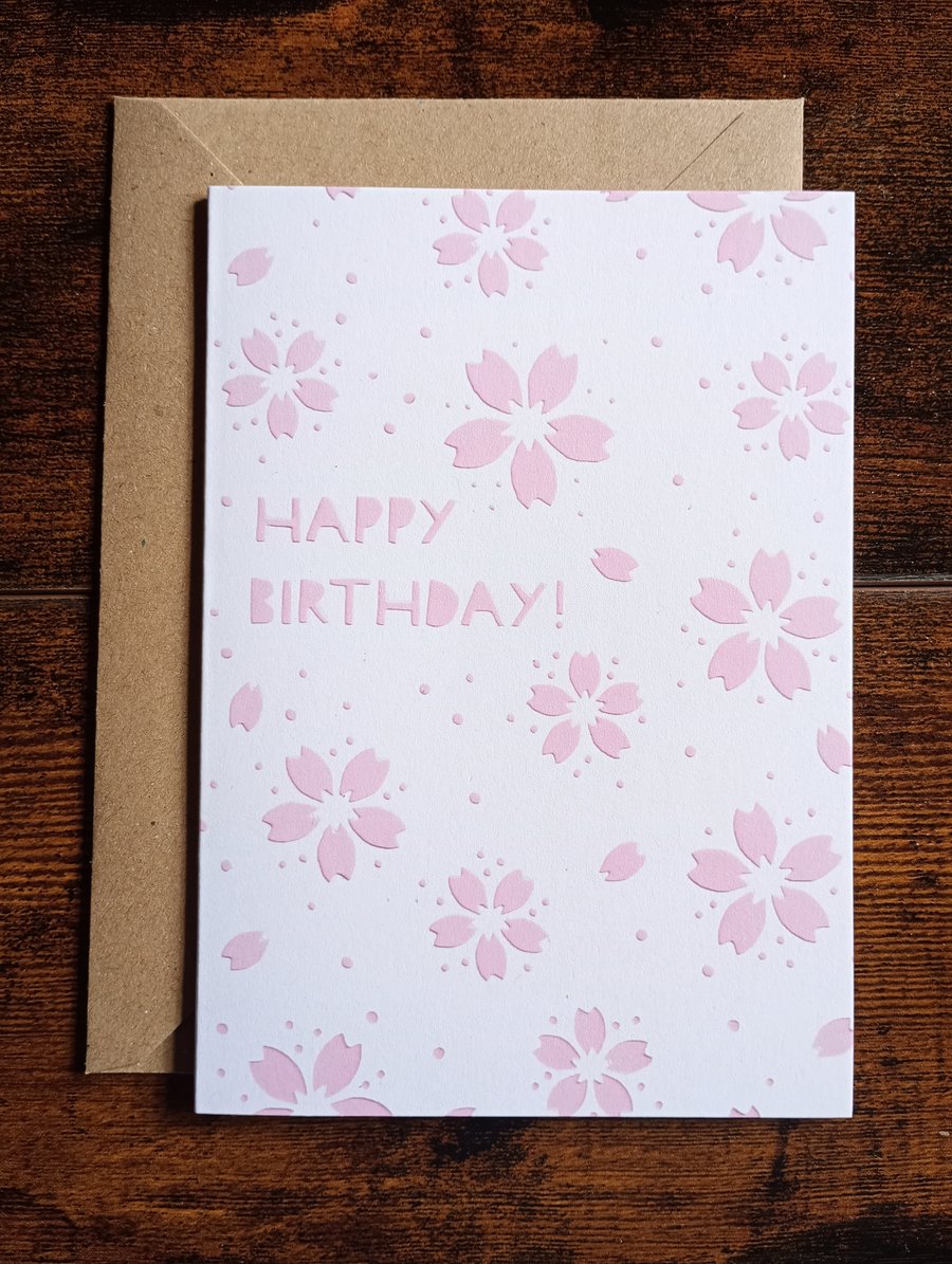 Happy Birthday Cherry Blossom - Greeting Card - Eco-friendly 