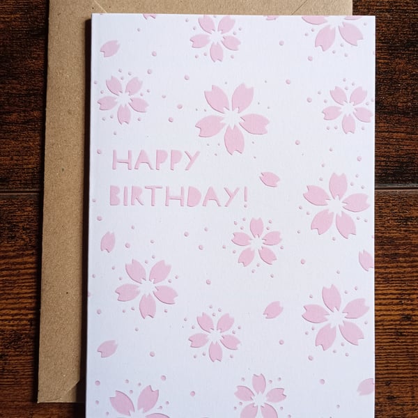 Happy Birthday Cherry Blossom - Greeting Card - Eco-friendly 