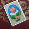 Tudor Ginger Cat Miniature Portait Greetings Card