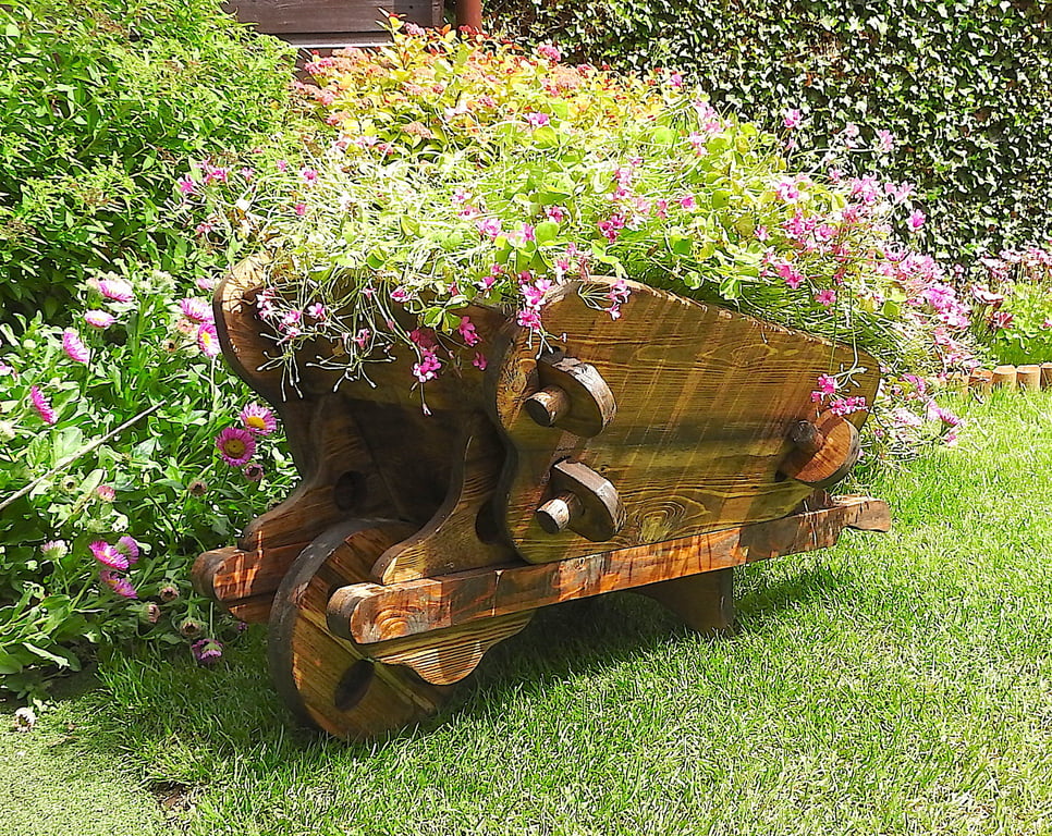 Wooden Wheelbarrow Garden Planter