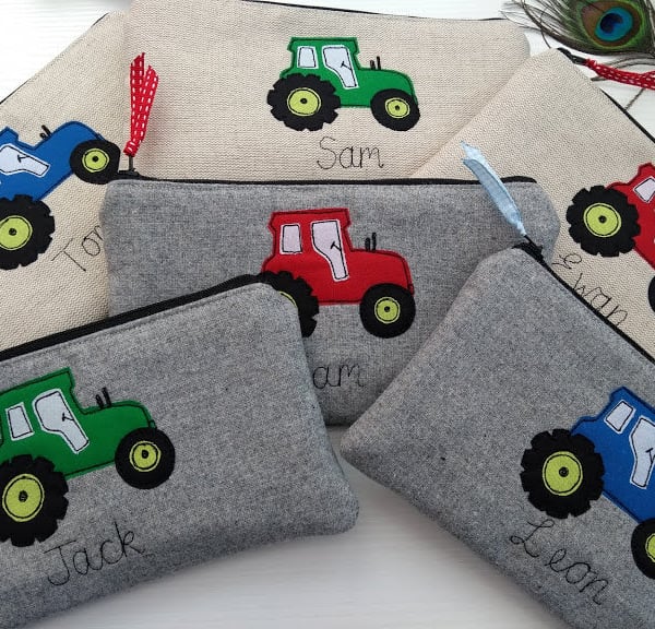 Personalised Tractor Pencil Case - Pen Pouch with a Choice of Colour and Design 