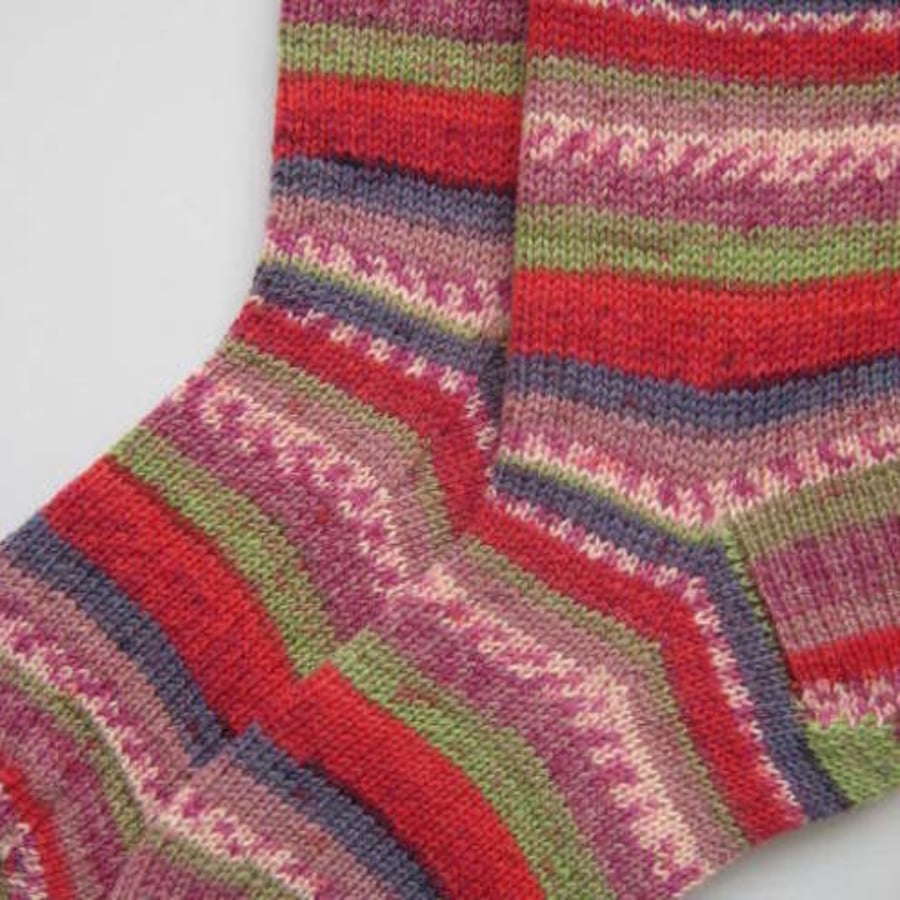 hand knit women's wool socks UK 4-6