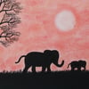 Elephant Card, Baby Animal Card, Son Card, Elephants Silhouette Art