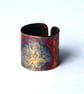 Etched copper flower ring - adjustable size - Image 1