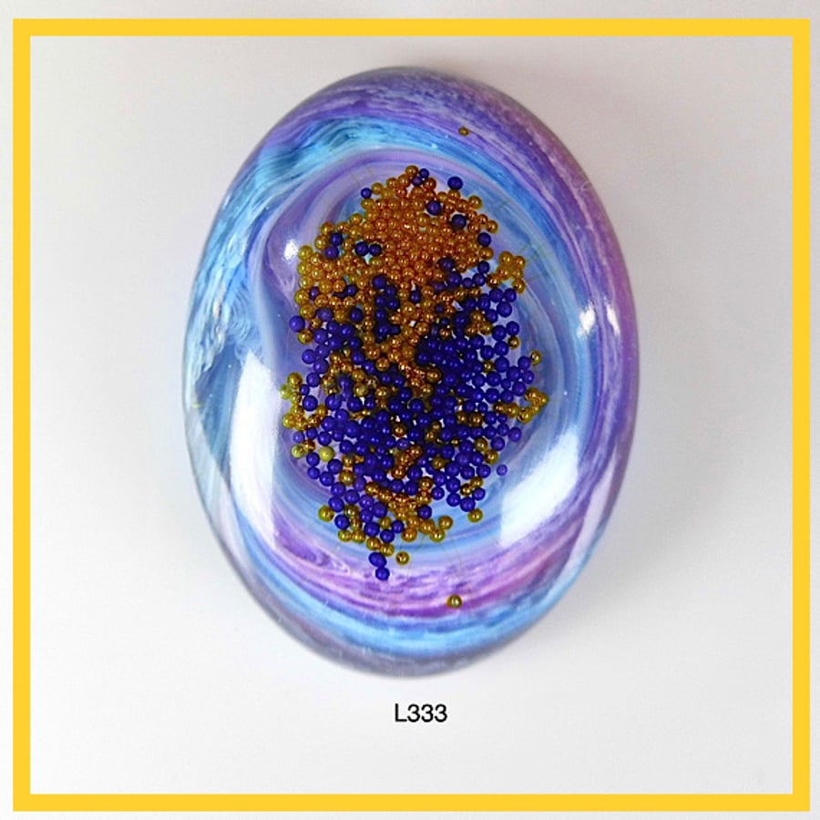 Large Blue Cabochon, hand made, Unique, Resin Jewelry - L333