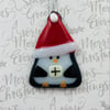 Handmade Fused Glass Penguin Hanging Christmas Decoration 