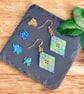 Blue and Gold Geometric Miyuki Beadwork Earrings - Image 5