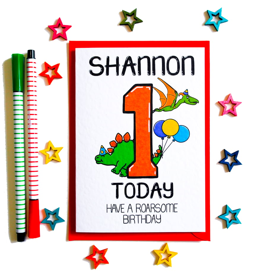 Personalised 1st Birthday 1 Today Have A Roarsome Birthday Card Dinosaur Age 