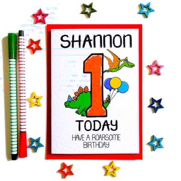 Personalised 1st Birthday 1 Today Have A Roarsome Birthday Card Dinosaur Age 