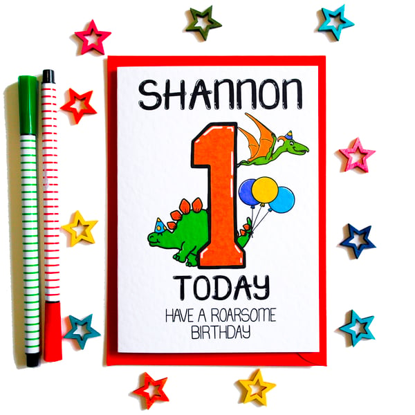 Personalised 1st Birthday 1 Today Have A Roarsome Birthday Card Dinosaur Age 