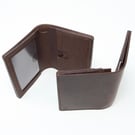 Brown leather wallet with ID pocket