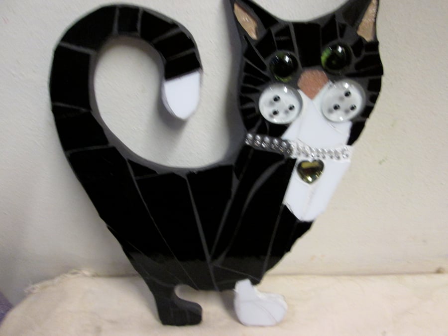  Mosaic Black and white Cat