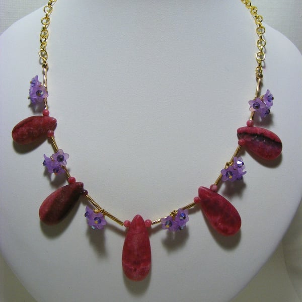 Rhodochrosite and Flower Jewellery Set.