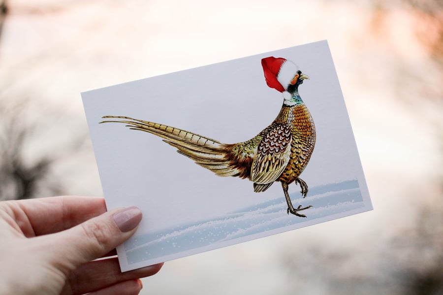 Pheasant Christmas Card, Game Bird Christmas Card, Personalized Card 