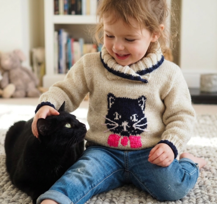 Knitting Pattern Cat and Mice Jumper.  Digital Pattern