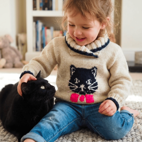 Knitting Pattern Cat and Mice Jumper.  Digital Pattern