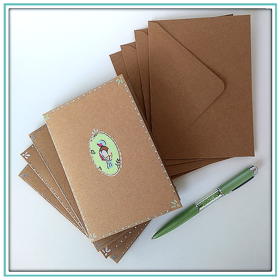 Pretty bird notelets – pack of 4 blank cards