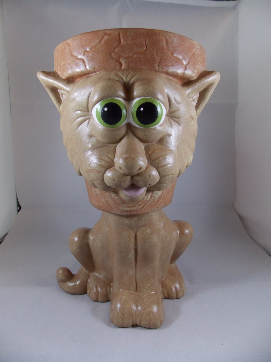 Ceramic Novelty Animal Cat Figurine Flower Herb Plant Pot Container Planter.
