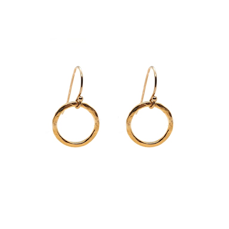 Yellow gold vermeil open circle drop earrings
