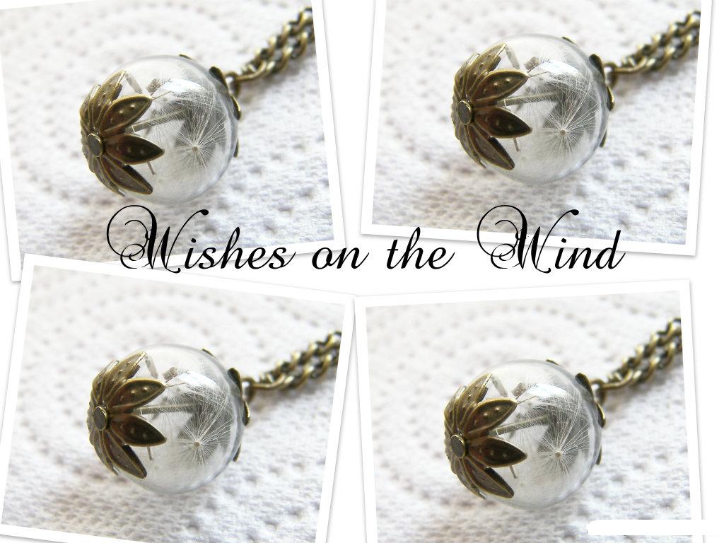 4 x Dandelion Tiny Glass Globe Wish Necklaces for Bridesmaids