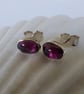 Oval stud earrings in sterling silver with pink Tourmaline gemstone - Image 4