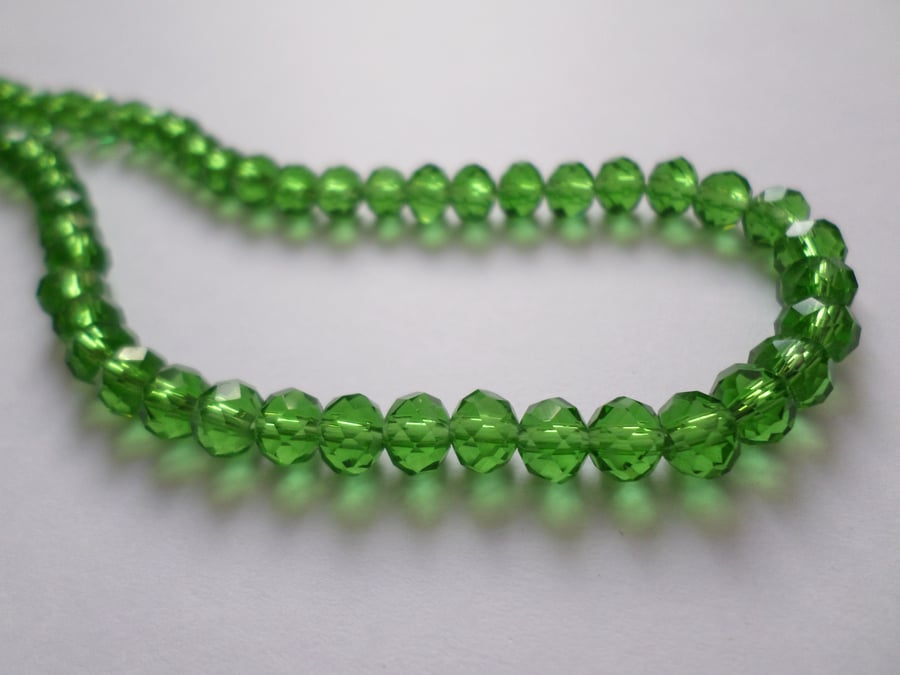 50 x Faceted Glass Beads - Rondelle - 6mm - Fresh Green 