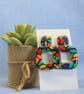 Retro Square Terrazzo Statement Earrings - Image 3