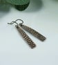 Copper Earrings, Dotty Patterned Bar Droppers with Niobium Ear Wires - Image 8