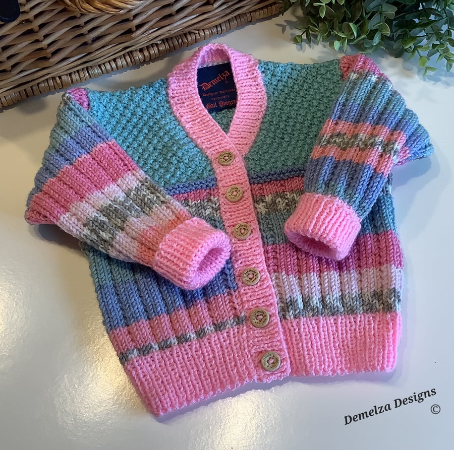 Designer Hand Knitted Luxury Baby Cardigan  9 - 18 months size 