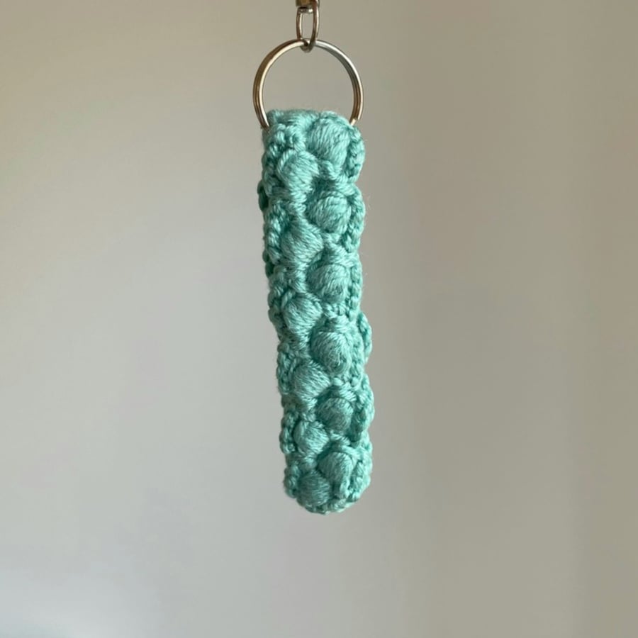 Teal Wristlet Style Crochet Keyring