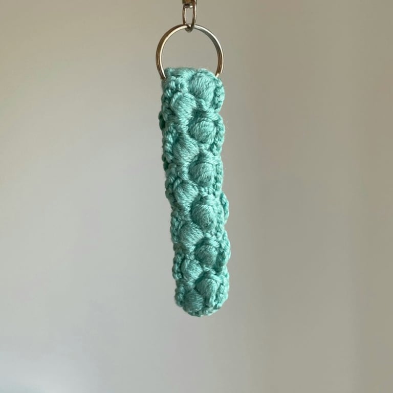 Teal Wristlet Style Crochet Keyring