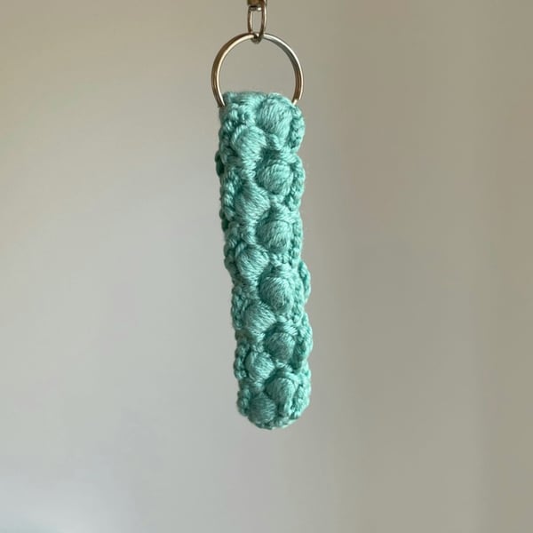 Teal Wristlet Style Crochet Keyring