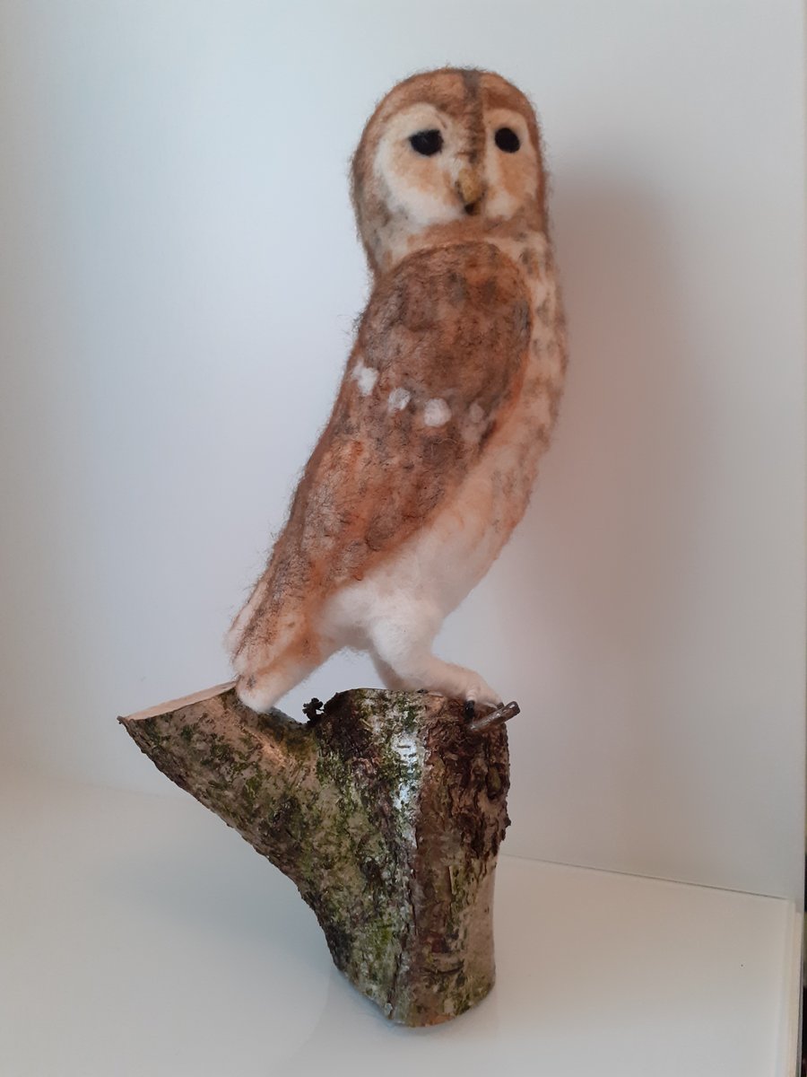 Tawny Owl sculpture ooak,collectable needle felted wool 